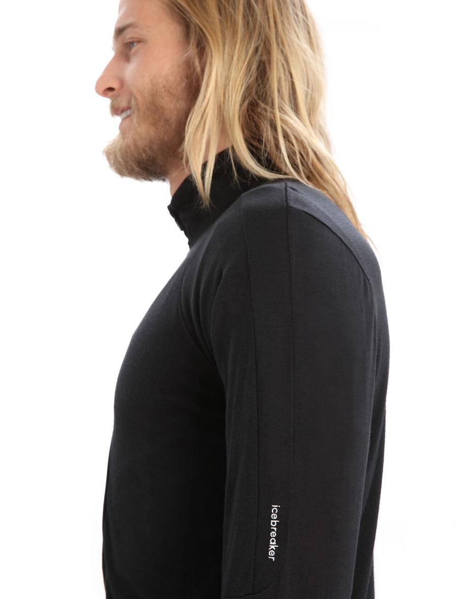 Icebreaker ZoneKnit™ Merino Long Sleeve Zip Miesten Huppari Mustat | FI 1261EBCX